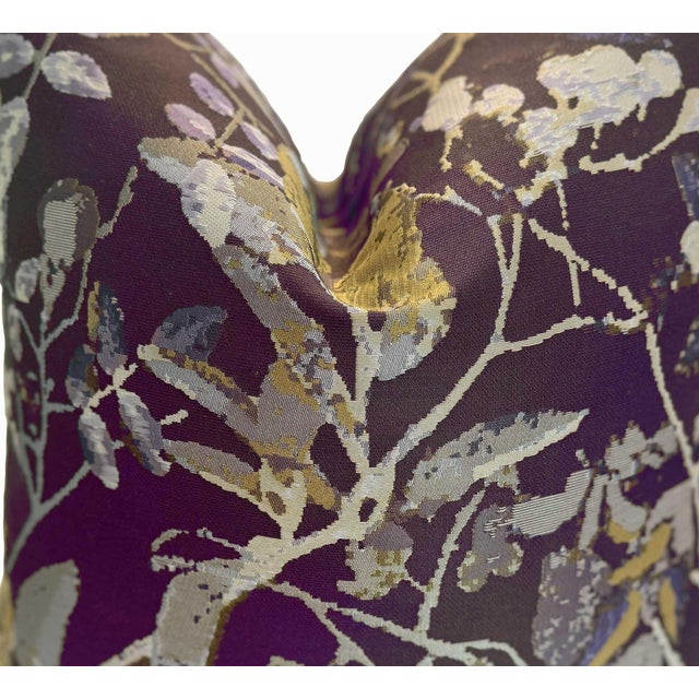 Botanical Brocade Pillows in Deep Plum - A Pair For Sale - Image 4 of 6