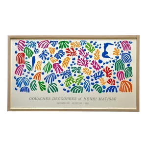 Henri Matisse Vintage 1980 Fine Art Silkscreen Print Framed Large Exhibition Poster " the Parakeet and the Mermaid " 1952