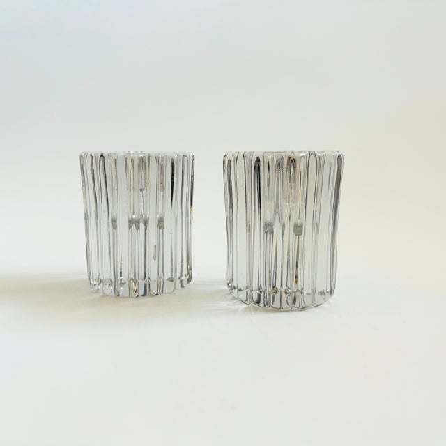 Mid-Century Modern Ridgeleigh Ribbed Glass Candlestick Holders by Heisey - Set of 2 For Sale - Image 3 of 8