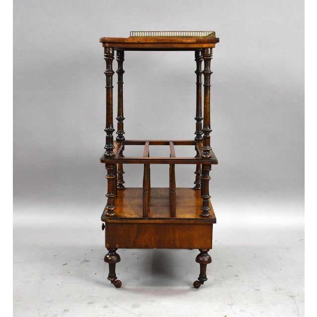 Victorian Burr Walnut Inlaid Canterbury, 1870s For Sale - Image 4 of 7