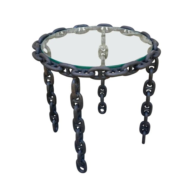 Mid 20th Century Small Chain and Glass Side Table For Sale - Image 13 of 13