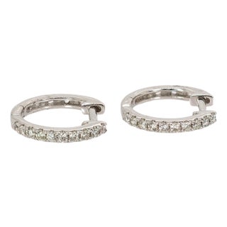 14k Solid Gold Ethically Sourced Diamond Hoops | Latch Back Closure For Sale