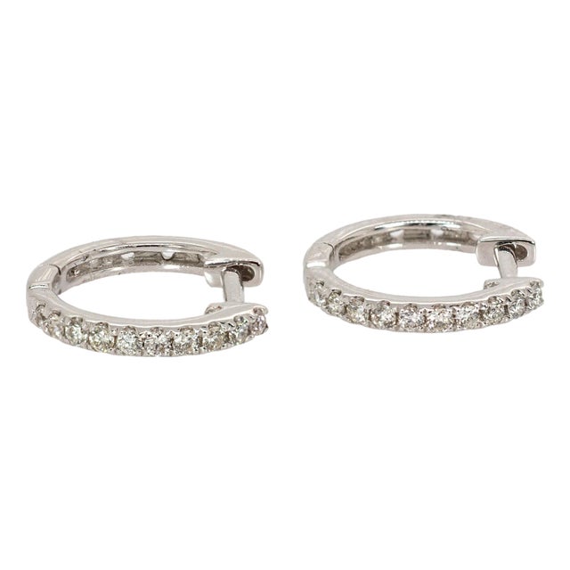 14k Solid Gold Ethically Sourced Diamond Hoops | Latch Back Closure For Sale