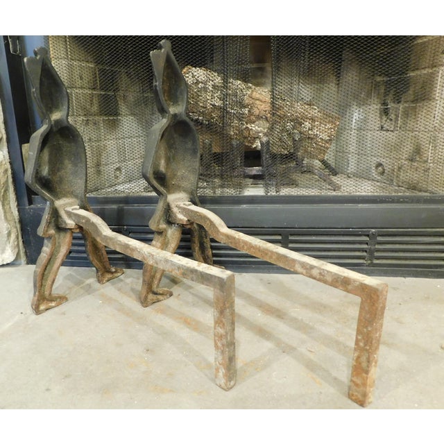 Pair of Hessian Soldier Cast Iron Fireplace Andirons 18th Century For Sale - Image 9 of 17