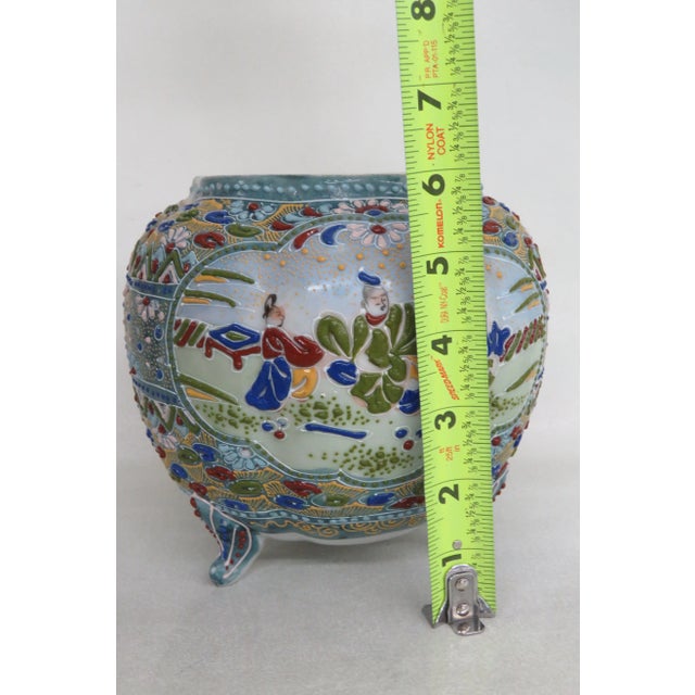 Ceramic Moriage Nippon Style Hand Painted Vase For Sale - Image 7 of 13