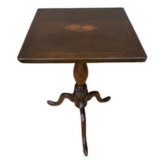 Antique Connecticut Federal Cherrywood Inlaid Snake Leg Candlestand, Circa 1800–1820 For Sale