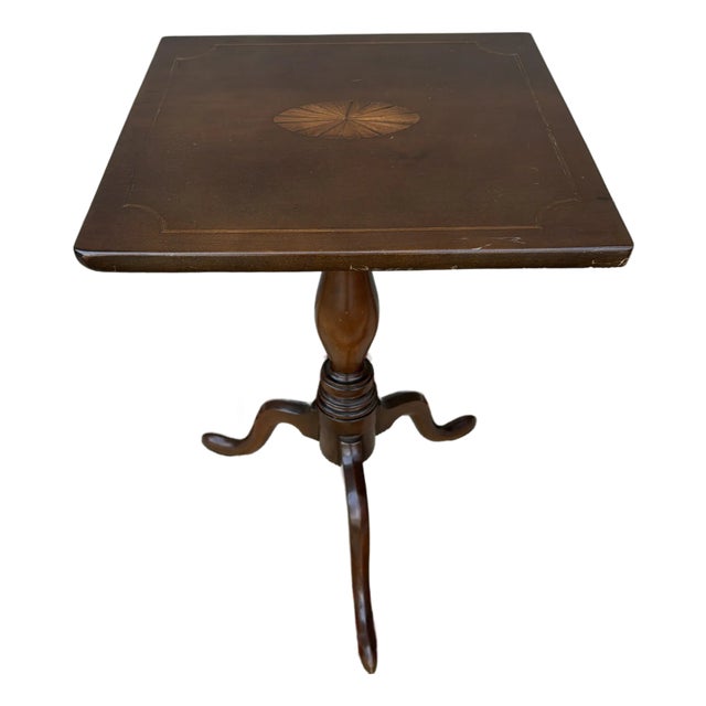 Antique Connecticut Federal Cherrywood Inlaid Snake Leg Candlestand, Circa 1800–1820 For Sale