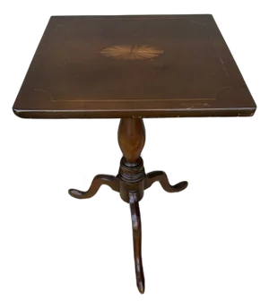 Antique Connecticut Federal Cherrywood Inlaid Snake Leg Candlestand, Circa 1800–1820
