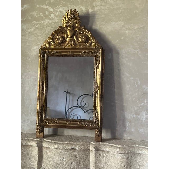 19th Century French Bridal Mirror W/ Carved Frame For Sale - Image 10 of 13