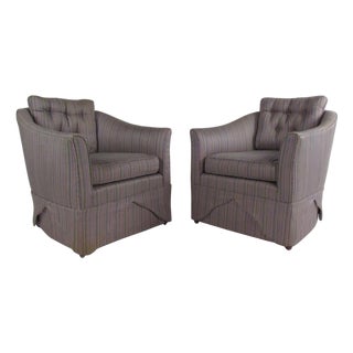 1970s Pair of Mid-Century Modern Barrel Back Lounge Chairs - 2 Pieces For Sale