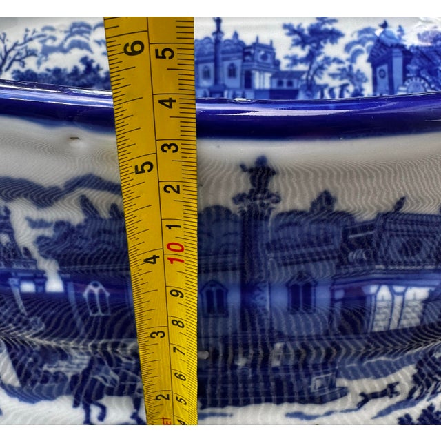 Ceramic Large Vintage Blue & White Viscaya Ceramic Cachepot Centerpiece Bowl For Sale - Image 7 of 12