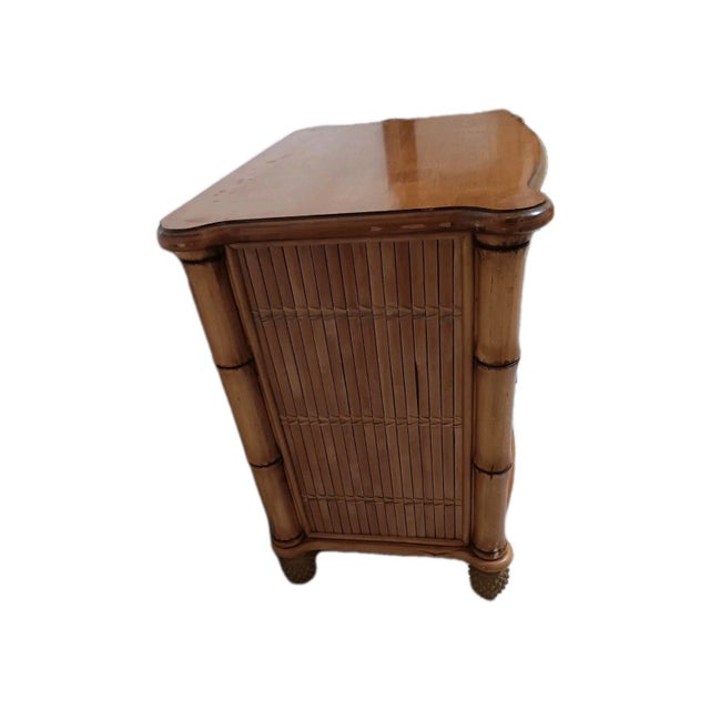 1980s Nightstand Bamboo Rattan Two Drawer Pelican Reef Style For Sale - Image 4 of 7