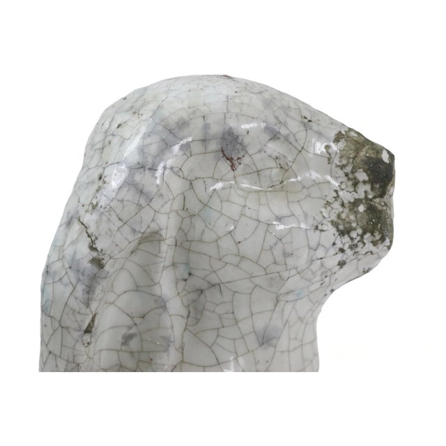 Terra Cotta Rabbit Garden Statue in Off White Craquelure Glaze For Sale - Image 9 of 12