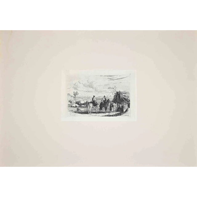 The rustic house in Roman Countryside is an original etching artwork realized after Charles Coleman (1807, Yorkshire -...