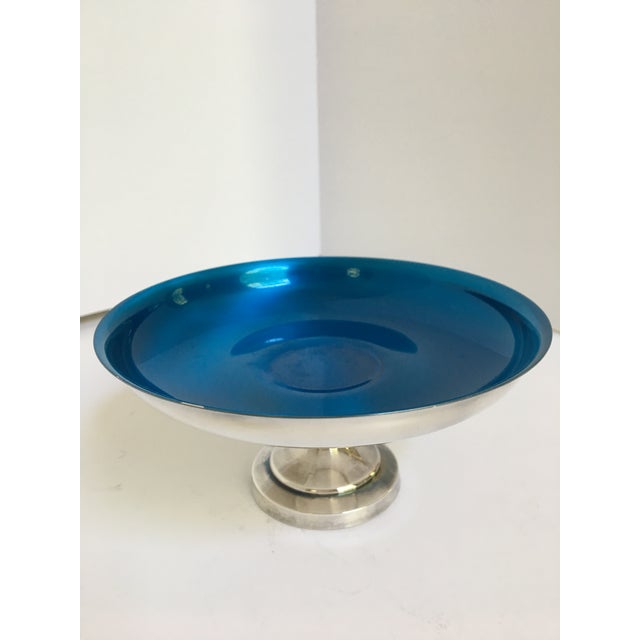 MidCentury Oneida Silversmiths Blue Enameled Candy/BonBon Dish Chairish