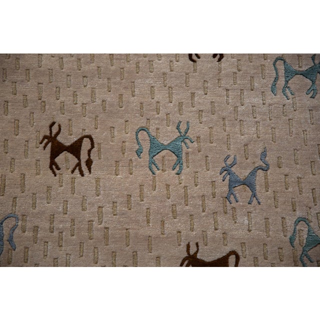 New Indian Folk Art Design Rug - 6' X 9' For Sale - Image 9 of 14