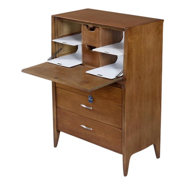 1950s John Van Koert Drexel Profile K12 Gentlemen’s Chest Dresser With Tag For Sale