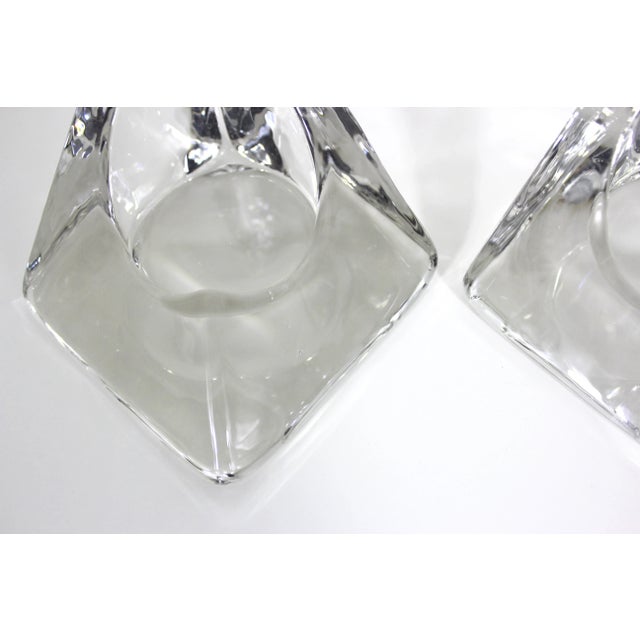 Vintage Pair of Nybro Sweden Volcano Crystal Candleholder Bookends Designed by Tord Kjellstrom For Sale - Image 10 of 10