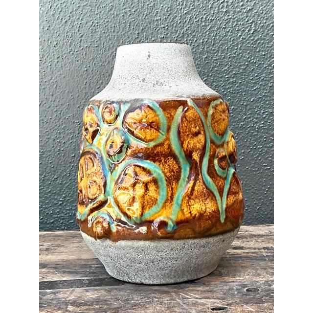 Vintage MCM West German Glazed Ceramic Vase For Sale - Image 9 of 12