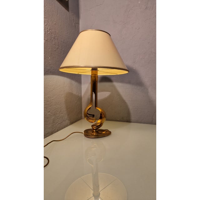 Mid-Century Modern Brass Table Lamp with Informal Decoration, 1960s For Sale - Image 3 of 18