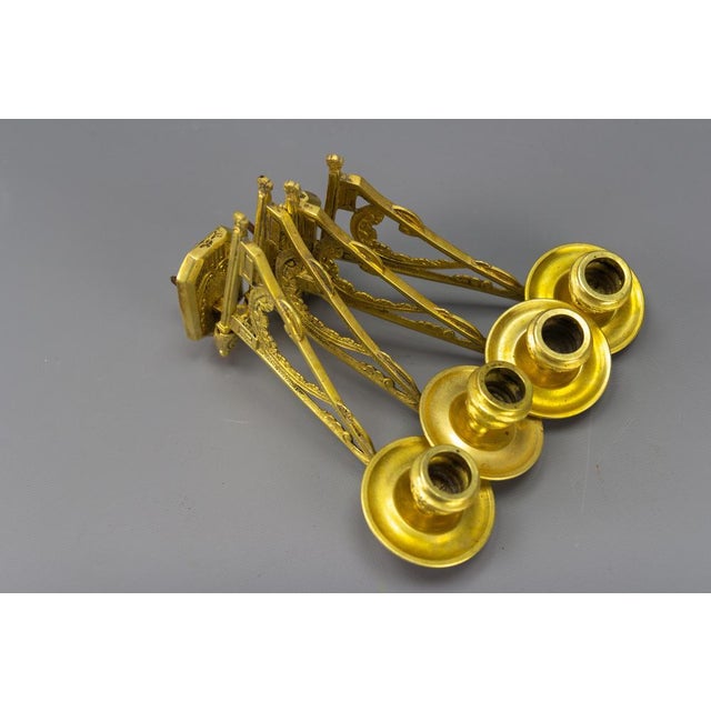 French Art Deco Brass Twin Arm Piano Candlestick Wall Lights by L. Pinet, 1930s, Set of 2 For Sale - Image 16 of 18