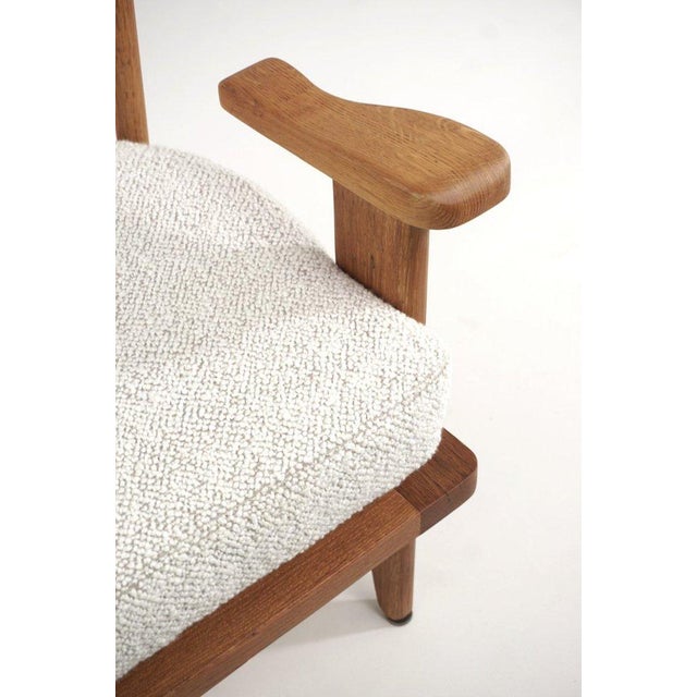 Guillerme et Chambron Oak and Fabric Dining Chairs attributed to Guillerme et Chambron for Votre Maison, 1960s, Set of 2 For Sale - Image 4 of 9
