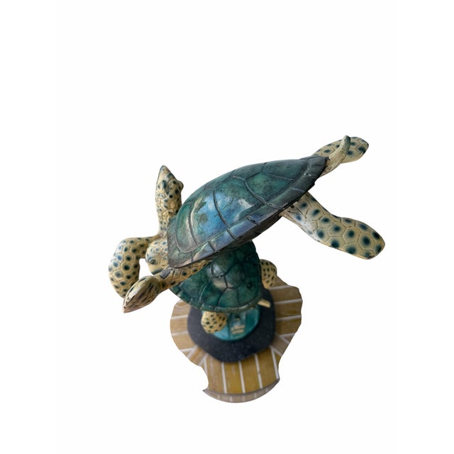 G. Mancini Signed & Numbered Bronze "Friendship" Sea Turtle Wave Sculpture For Sale In West Palm - Image 6 of 9