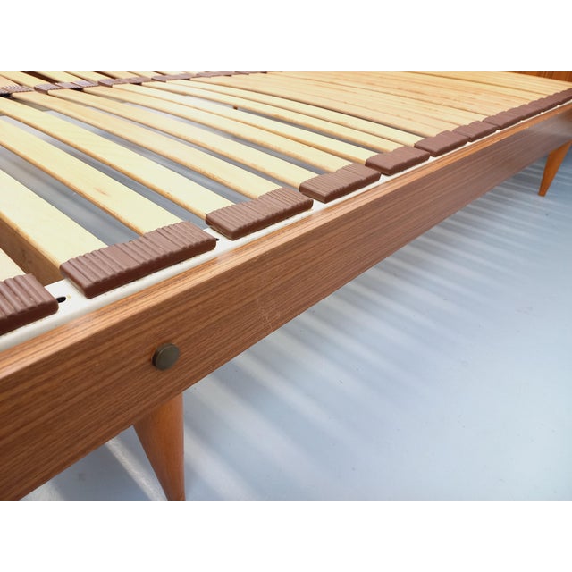 Vintage Scandinavian Style Double Bed in Teak with Integrated Illuminated Bedside Tables and Slatted Base, 1960s For Sale - Image 16 of 18