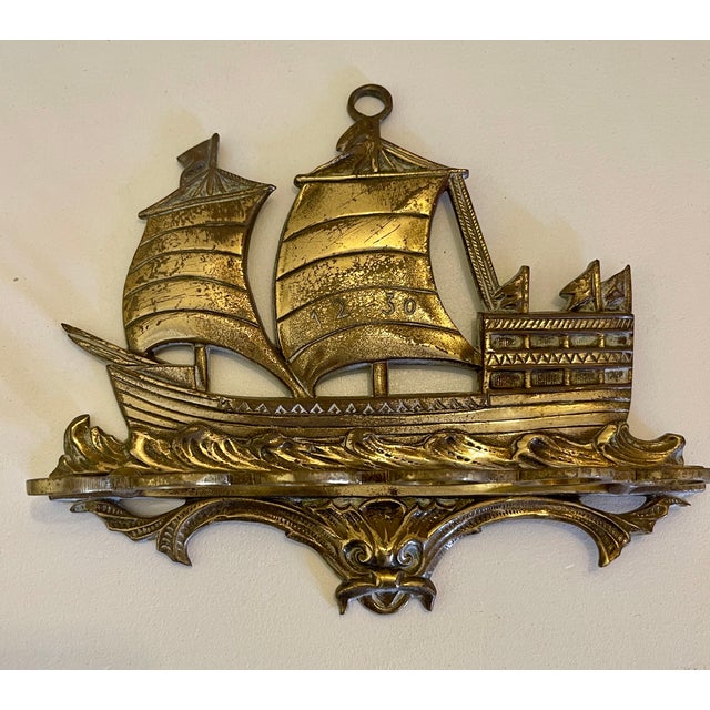Antique French Cast Brass “Galleon” Sculpural Wall Rack - DL Déposé No. 5 For Sale - Image 12 of 12