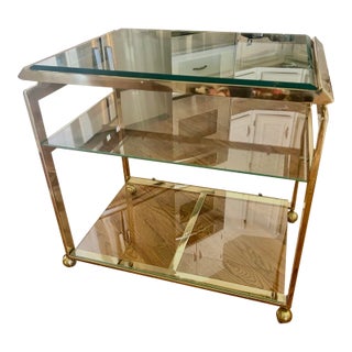 Milo Baughman Italian Mid-Century Modern Brass Bar Cart For Sale