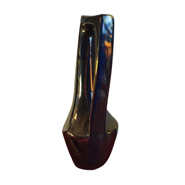 1950s Mid-Century Modern Rambervillers Cytère Iridescent Blue Stoneware Pitcher For Sale - Image 10 of 12