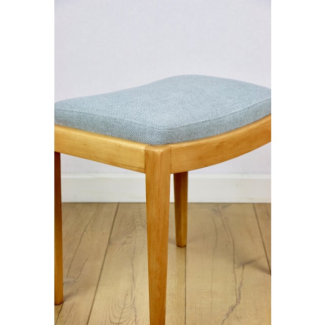 Stool in Blue Natural Fabric, 1970s For Sale - Image 4 of 12