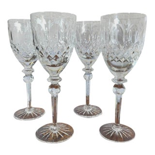 Rogaska Queen Crystal Water Goblets Set of 4 Cut Floral 9.25" Slovenia For Sale