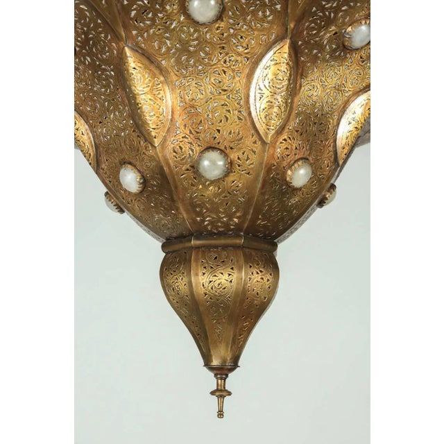 Vintage Moroccan Chandelier Polished Gold Brass in Alberto Pinto Moorish Style For Sale - Image 15 of 18