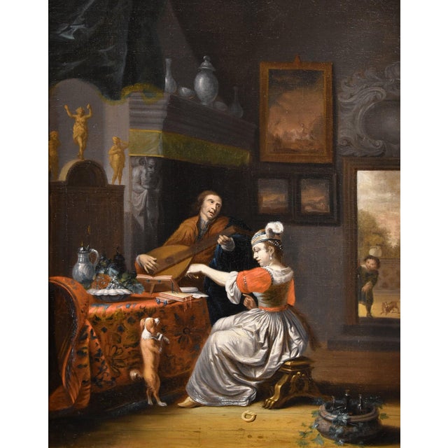Follower of Gabriel Metsu, Lute Player, 1720, Oil on Canvas, Framed For Sale - Image 11 of 16