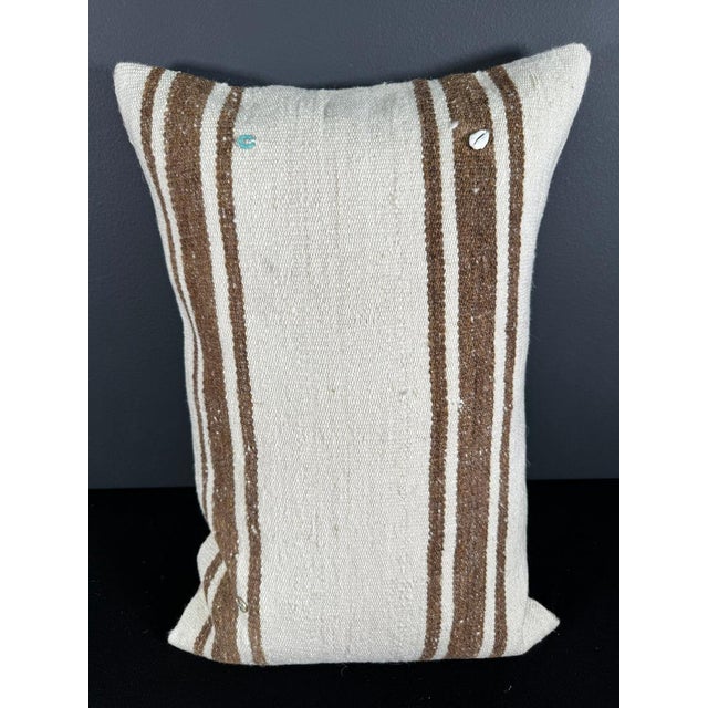 Turkish Hemp Pillow Cushion Natural Beige Brown Pillow Cushion Cover 16 "x 24" For Sale - Image 4 of 4