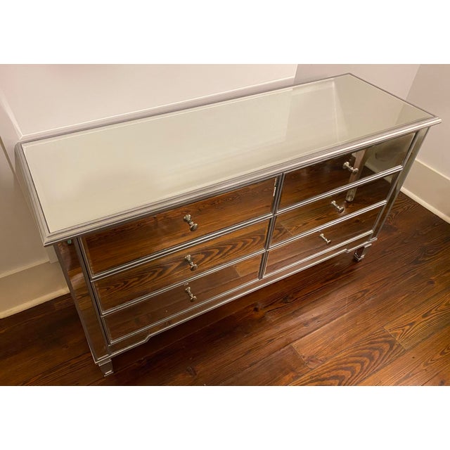 Beautiful Regency Style Mirrored 6 Drawer Dresser. No cracks or chips in the mirror but a few minor blemishes. See...