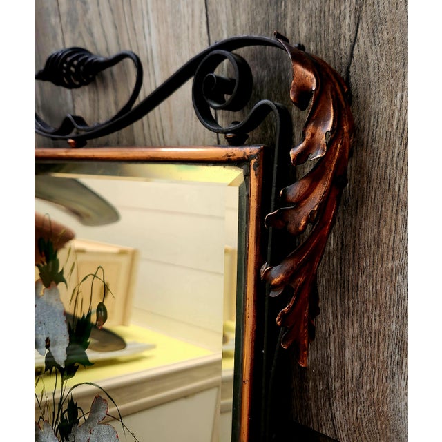 1900 - 1909 Ornate Art Nouveau Iron Fire Screen Hand Painted Mirror, Circa 1900 For Sale - Image 5 of 11