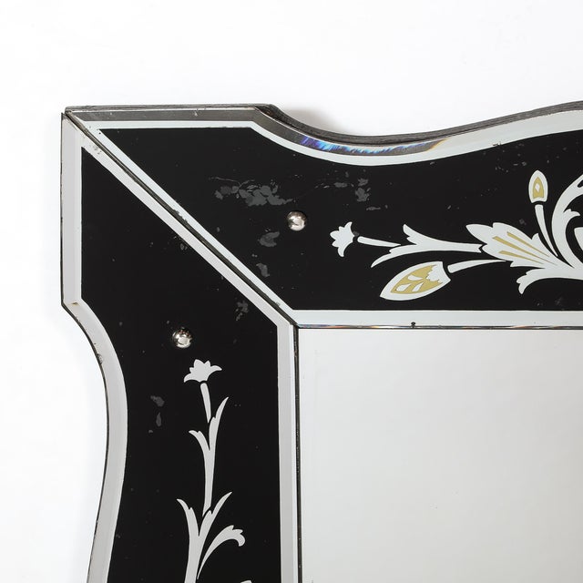 Hollywood Shadow Box Mirror in Reverse Etched & Beveled Eglomise Detailing For Sale - Image 12 of 17