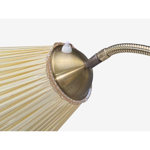 1950s Swedish Modern Birch, Brass, Silk Adjustable Floor Lamp For Sale - Image 11 of 14
