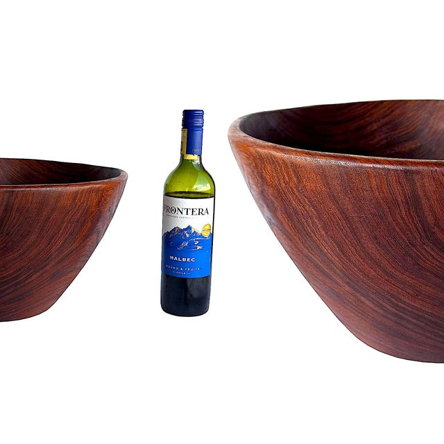 Wood Mid 20th Century Large Hand Turned Teak Wood Bowl For Sale - Image 7 of 14