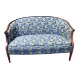1920s Antique American Love Seat Sofa - Refurbished, Walnut Frame For Sale