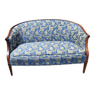 1920s Antique American Love Seat Sofa - Refurbished, Walnut Frame For Sale