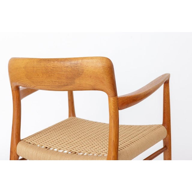 Beige Danish Model 56 Armchair in Oak and Handwoven Seat by Niels Otto Møller for J.L. Møllers, 1950s For Sale - Image 8 of 13