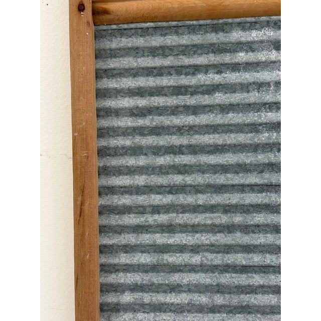 Vintage MorValu Columbus Washboard Co. Galvanized Metal & Wood Washboard For Sale - Image 9 of 18