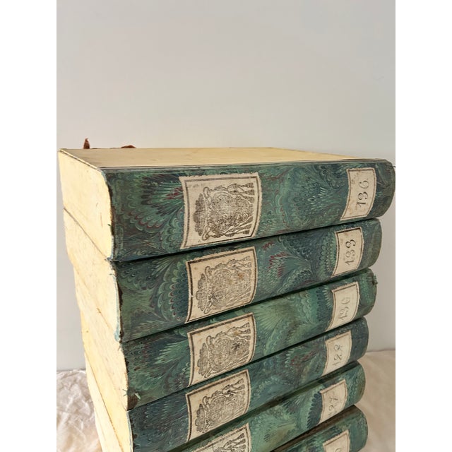 Blue 1940s Decorative Italian Book File Boxes - Set of 6 For Sale - Image 8 of 13