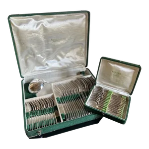 Francois Frionnet French Art Deco Silver Plate Flatware- Set of 49, C. 1930's
