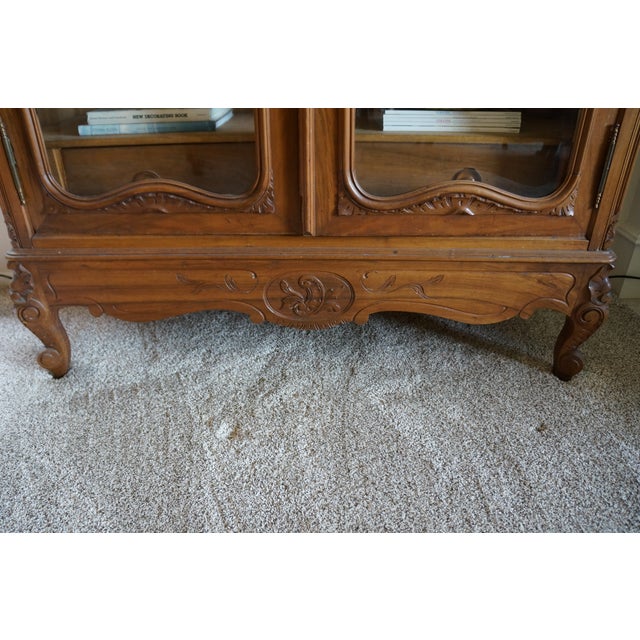 Brown Antique French Rococo Glass Door Armoire For Sale - Image 8 of 11