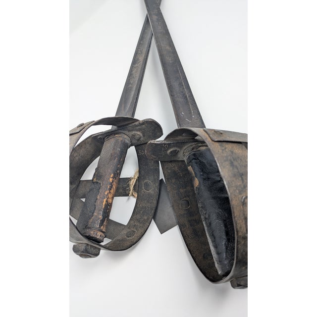 Rare Antique Basket-Handled Cutlass Pair (1865 E. Woods and Sons) For Sale In Portland, OR - Image 6 of 11