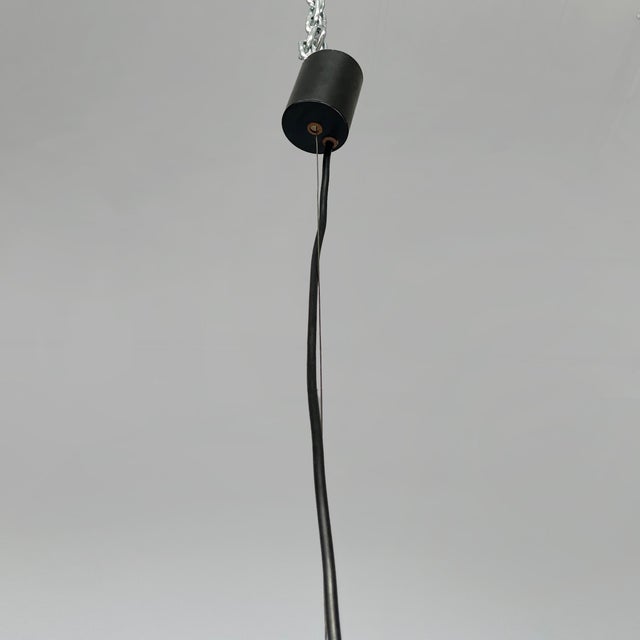 Italian Pendant Lamp in Opaline Glass, Brass and Black Metal, 1950s For Sale - Image 15 of 16